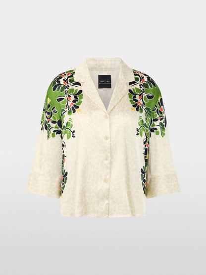Marc Cain Bright Ecru Women Blouse with Leopard Hibiscus Print SKU: AC 51.37 W42_112 Image 07