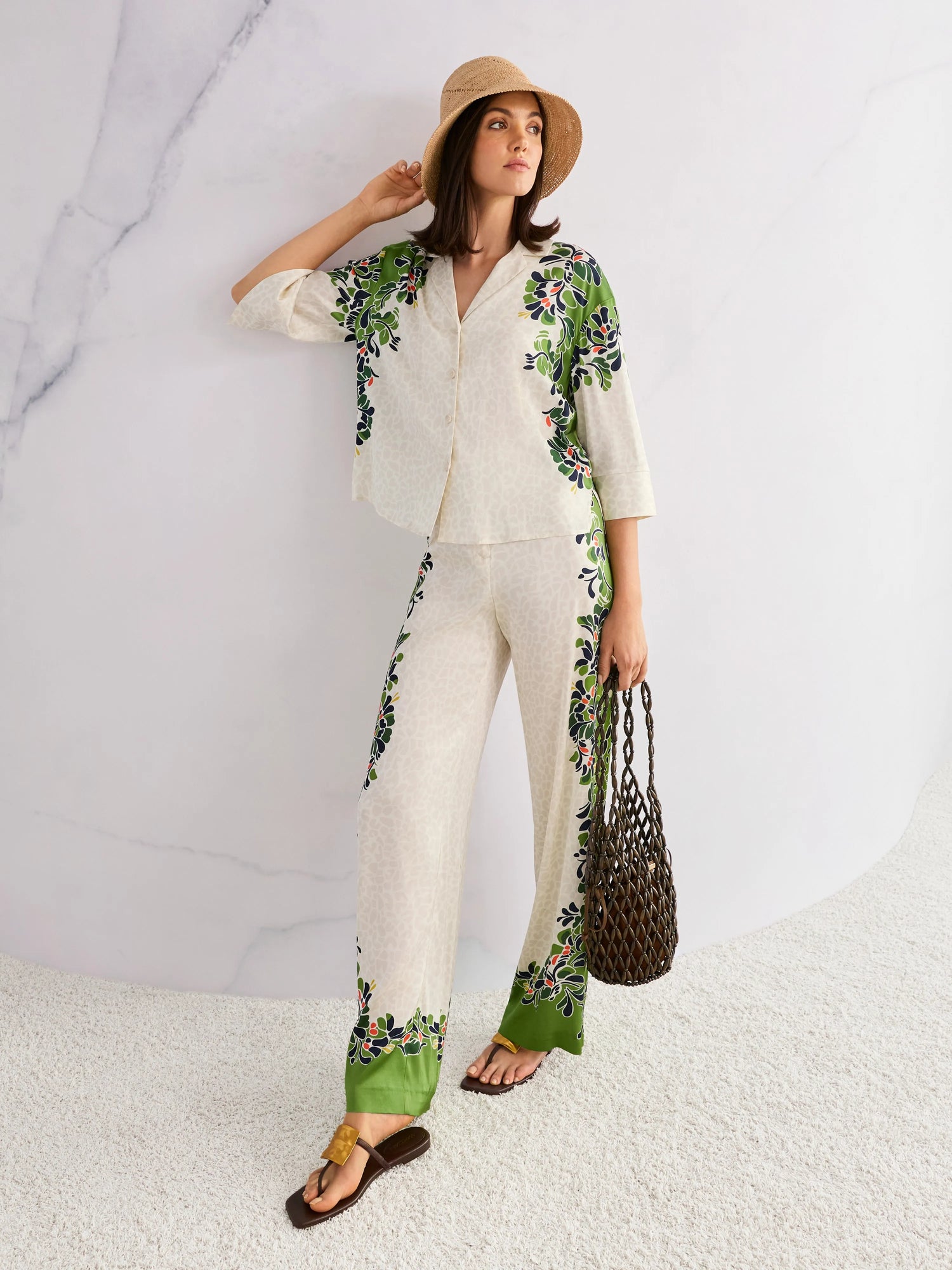 Marc Cain Bright Ecru Women Blouse with Leopard Hibiscus Print SKU: AC 51.37 W42_112 Image 08