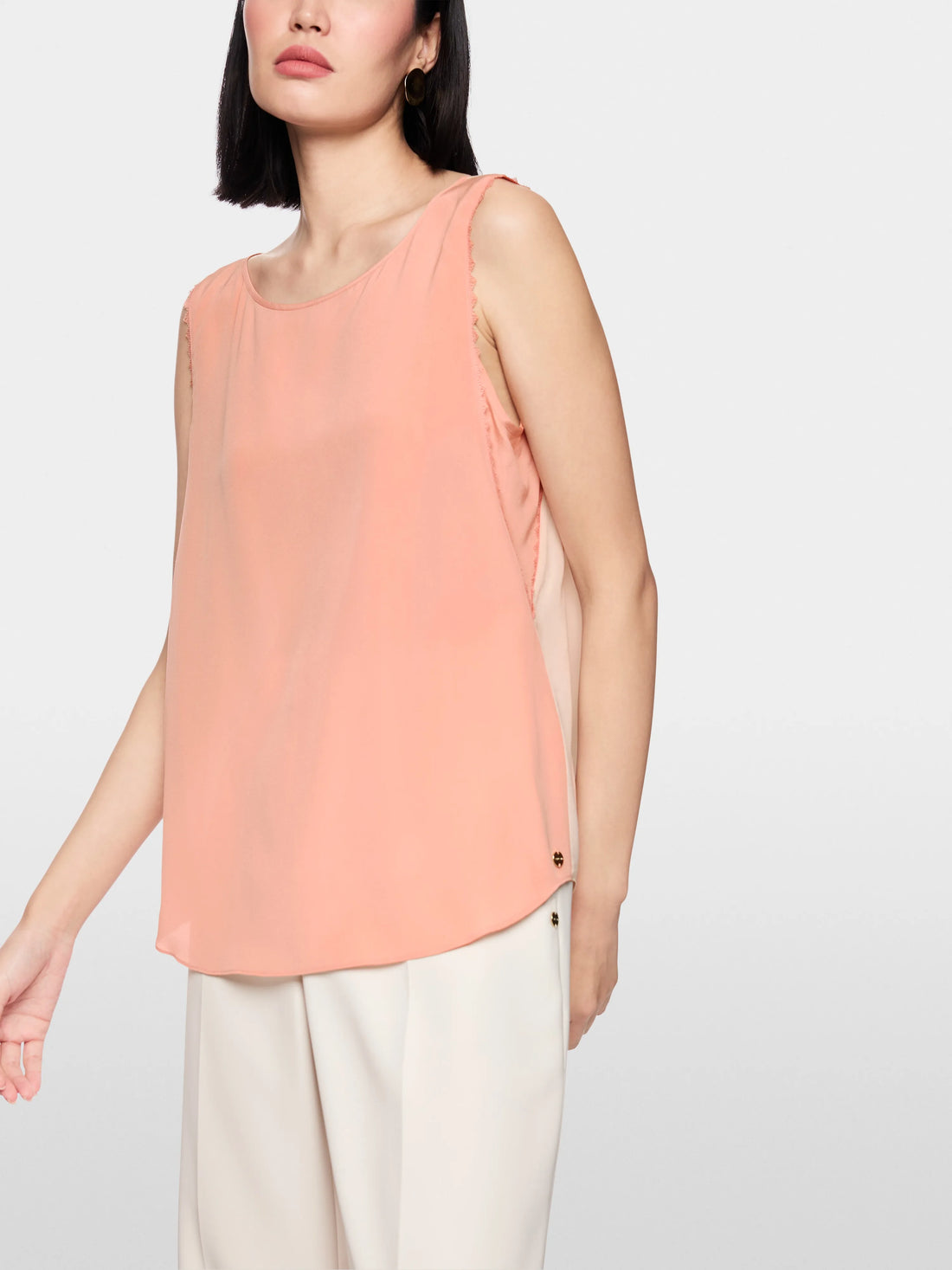 Marc Cain_Peach Beige_Silk Top with Lace and Colour Blocking_AC 61.02 W53_217_06
