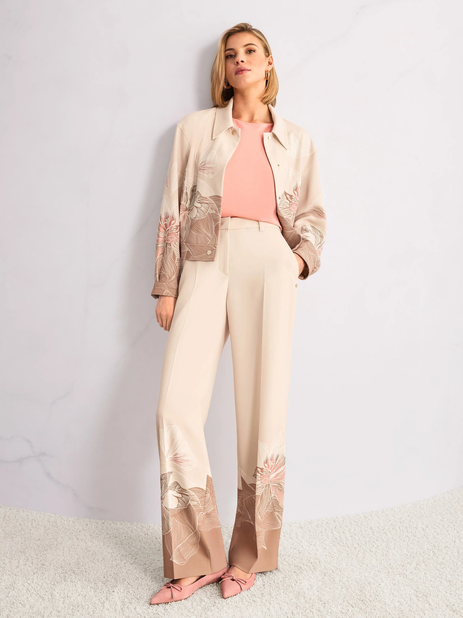 Marc Cain_Peach Beige_Silk Top with Lace and Colour Blocking_AC 61.02 W53_217_09