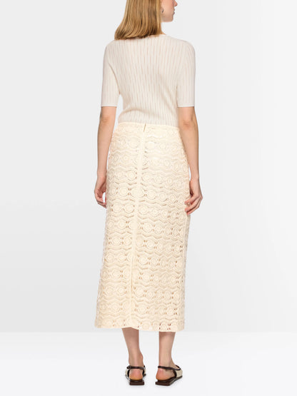 Marc Cain Bright Ecru Women Openwork Skirt with Mini Beads SKU: AC 71.29 W74_112 Image 02