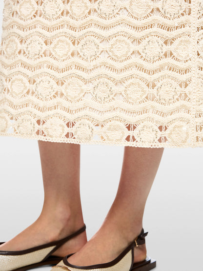Marc Cain Bright Ecru Women Openwork Skirt with Mini Beads SKU: AC 71.29 W74_112 Image 04