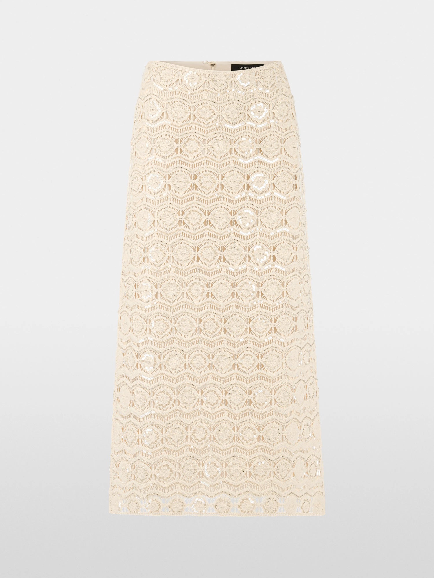 Marc Cain Bright Ecru Women Openwork Skirt with Mini Beads SKU: AC 71.29 W74_112 Image 07