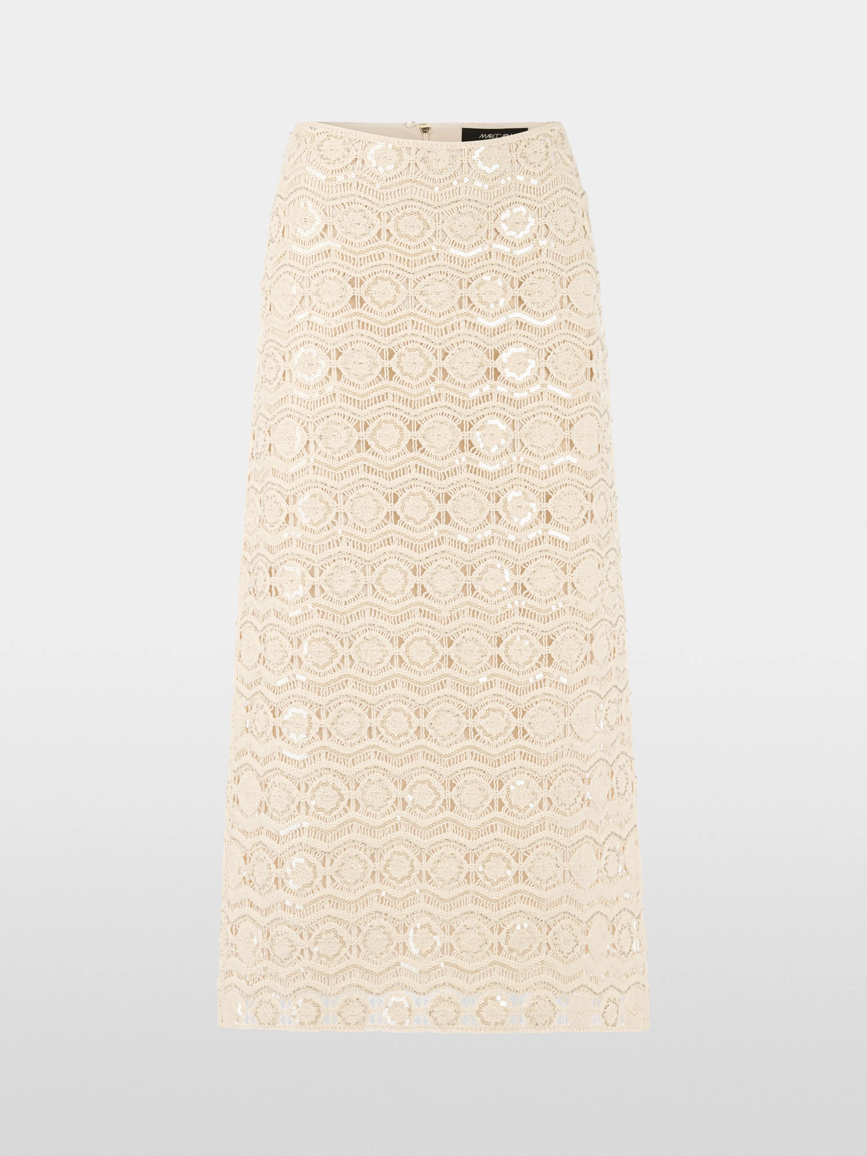 Marc Cain Bright Ecru Women Openwork Skirt with Mini Beads SKU: AC 71.29 W74_112 Image 07