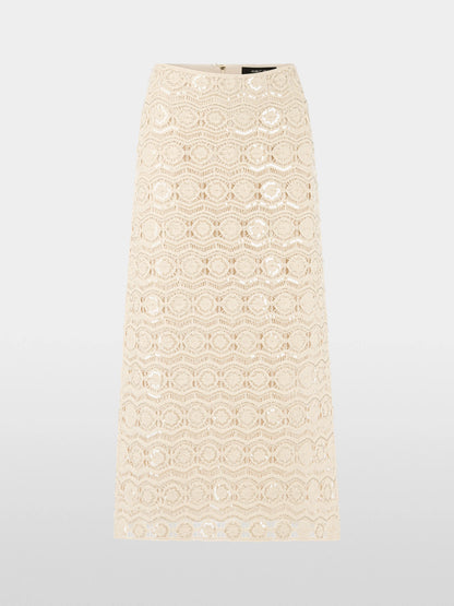 Marc Cain Bright Ecru Women Openwork Skirt with Mini Beads SKU: AC 71.29 W74_112 Image 07