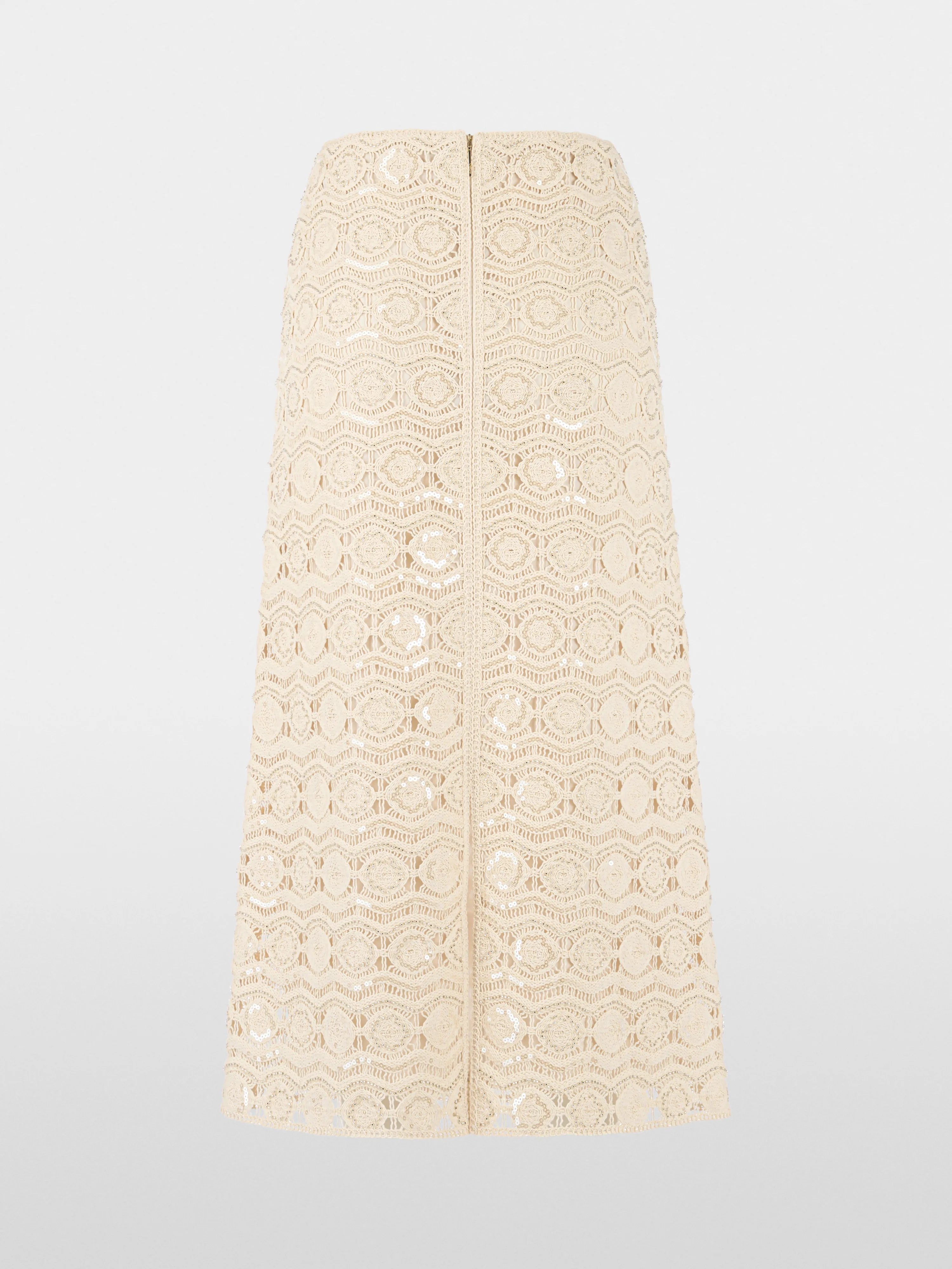 Marc Cain Bright Ecru Women Openwork Skirt with Mini Beads SKU: AC 71.29 W74_112 Image 08