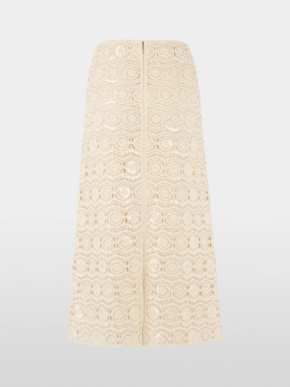 Marc Cain Bright Ecru Women Openwork Skirt with Mini Beads SKU: AC 71.29 W74_112 Image 08