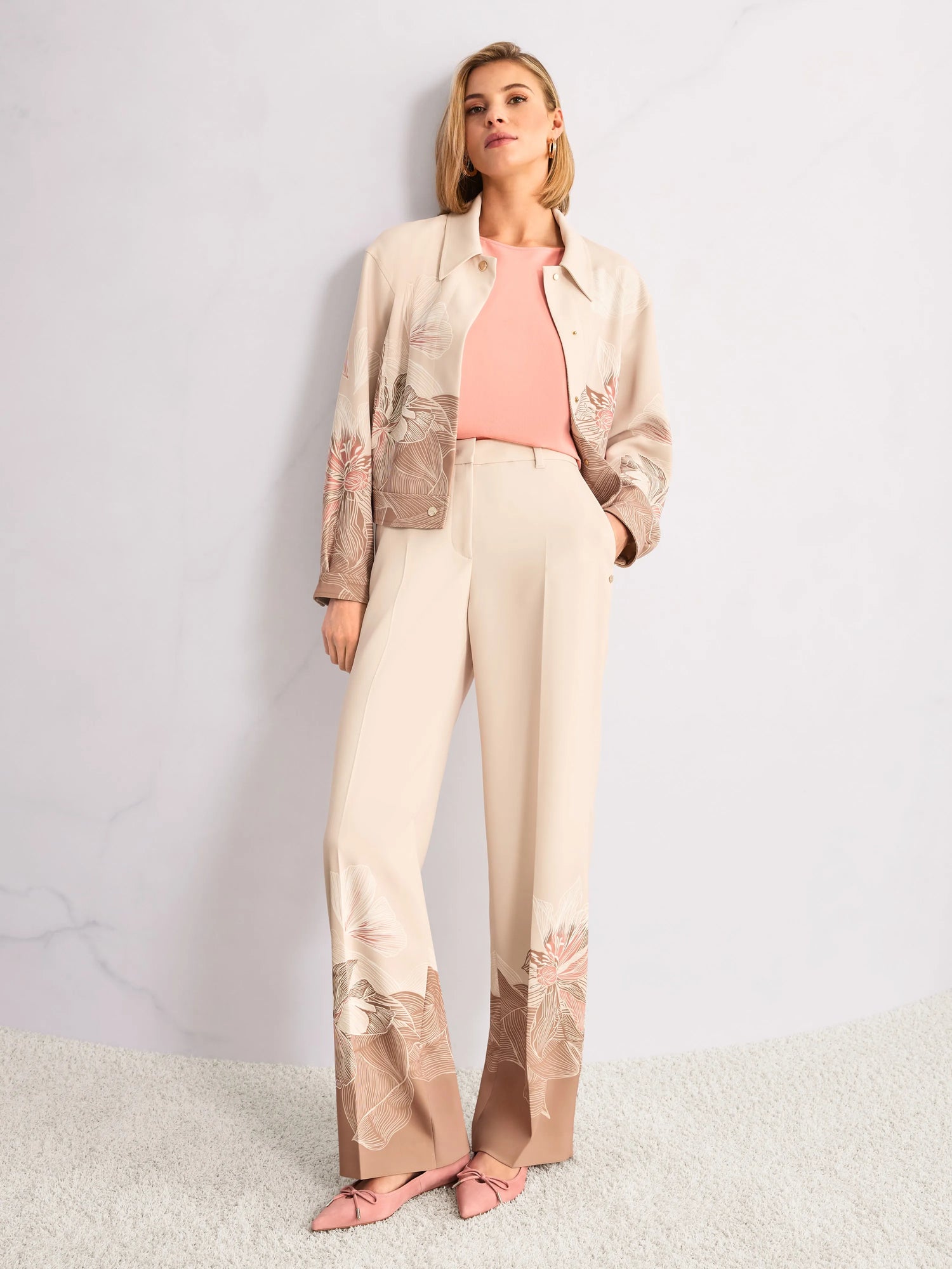 Marc Cain_Warm Taupe New_WUKARI Wide High Waist Fabric Trousers_AC 81.13 W16_619_09
