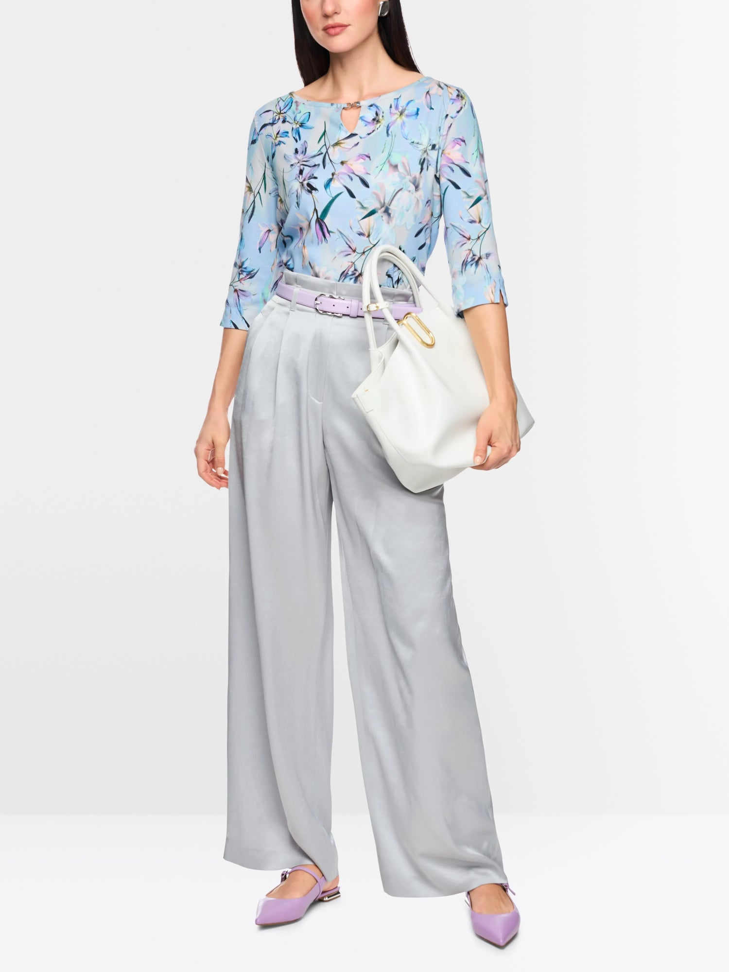 Marc Cain Microchip Women Wichtia Wide Fit Pleated Trousers SKU: AC 81.56 W46_804 Image 01