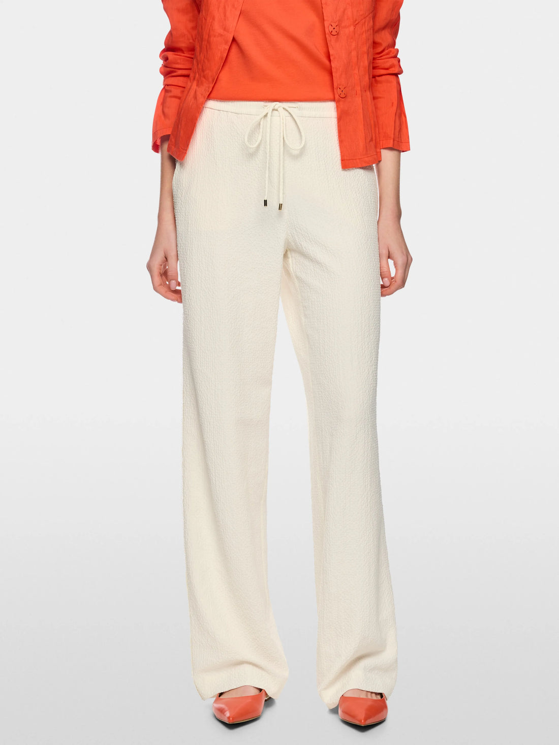 Marc Cain Bright Ecru Women Washington Textured Blend Trousers SKU: AC 81.62 W63_112 Image 05