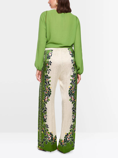 Marc Cain Bright Ecru Women Warri Flowing Trousers with Print Mix SKU: AC 81.70 W42_112 Image 02