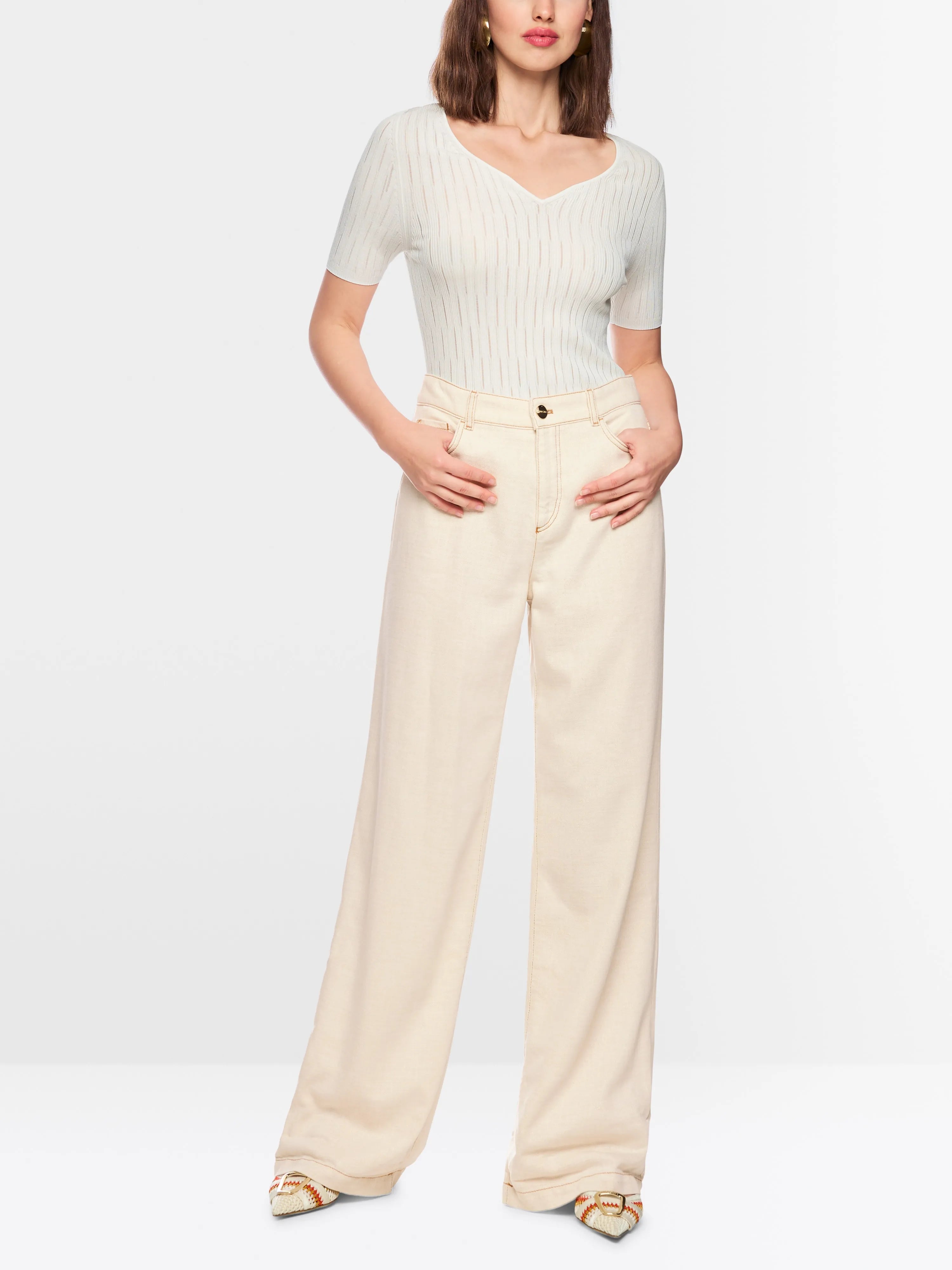 Marc Cain Bright Ecru Women Warri High Waist Jeans SKU: AC 82.24 D23_112 Image 05