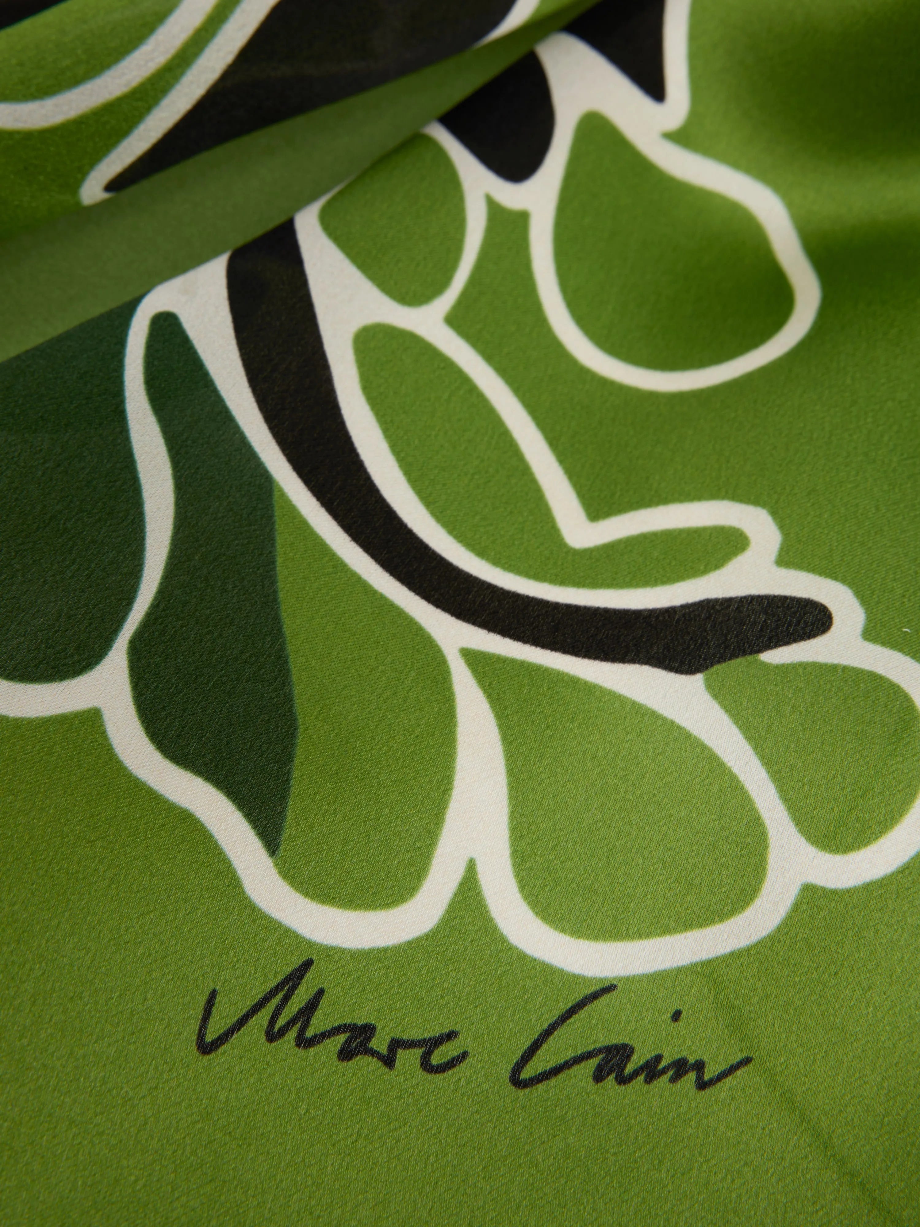 Marc Cain Garden Green Women Silk Scarf with Hibiscus Flowers SKU: AC B4.15 Z26_526 Image 02