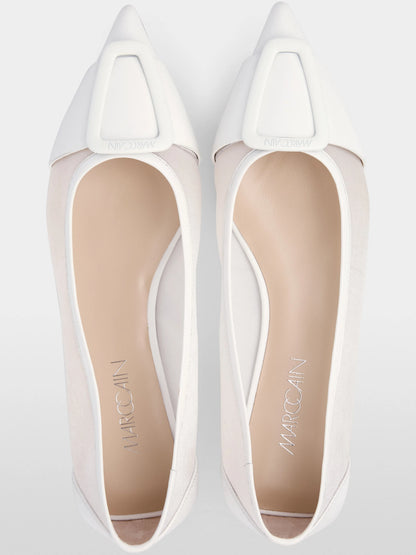 Marc Cain White Women Pointed Ballerina Flats with Mesh Insert SKU: AC SF.07 Z17_100 Image 04