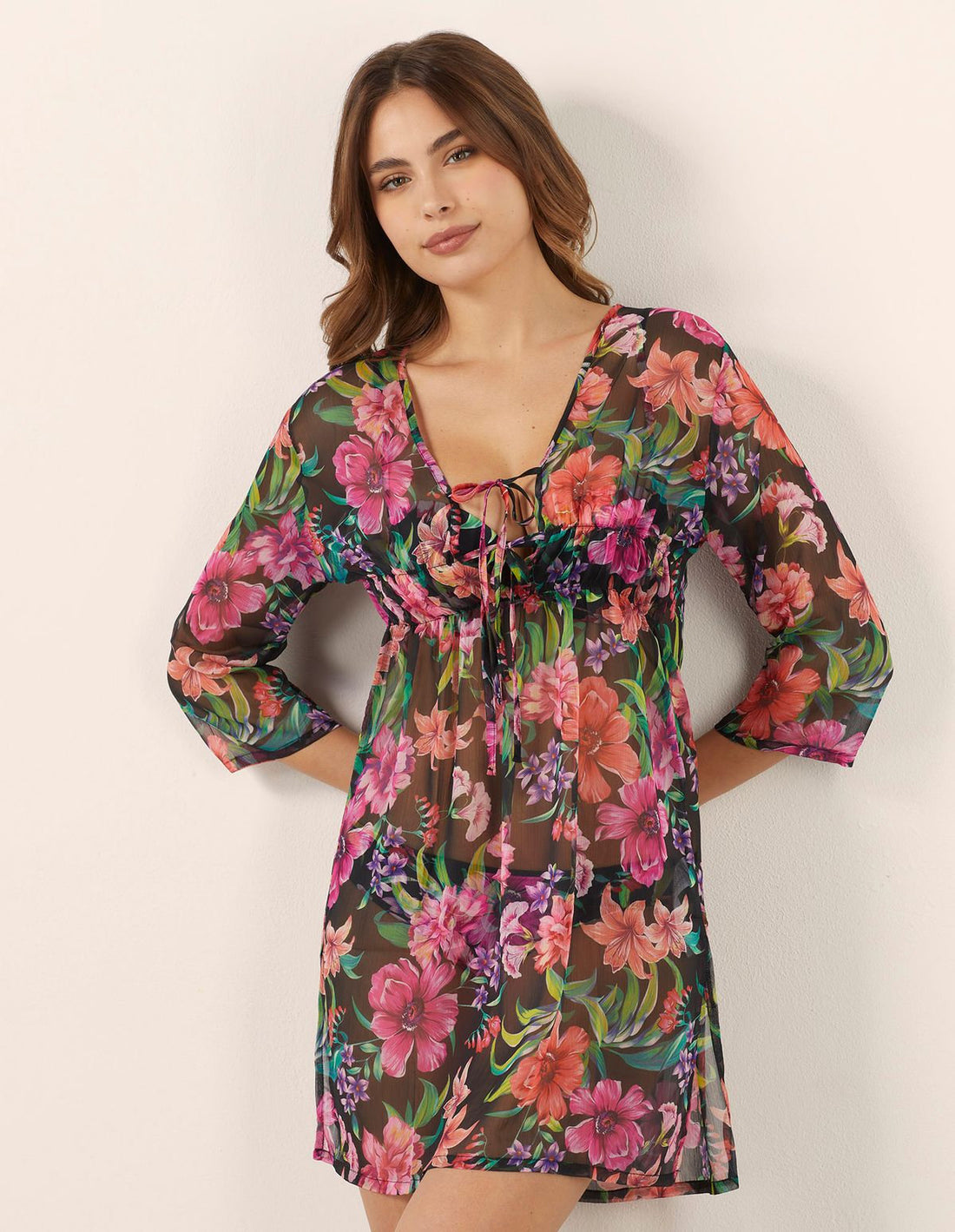 Yamamay_Marianna Medium-Length Kaftan with Floral Print_AKAD182001_128_01