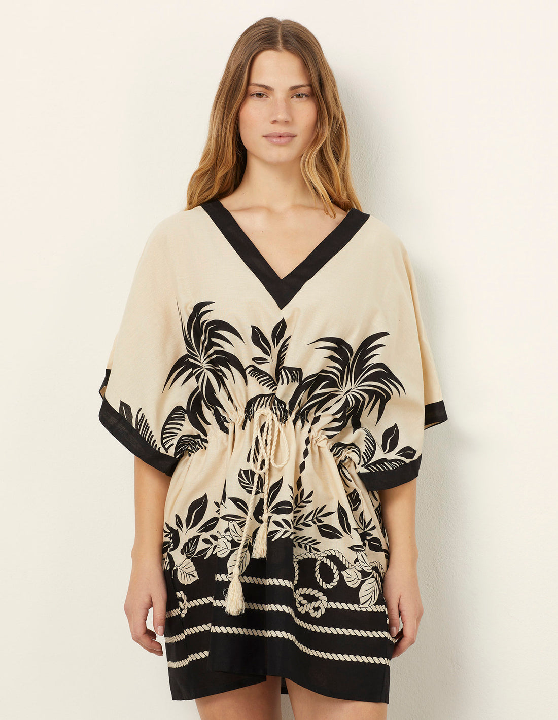 Yamamay_Malibu Kaftan with Drawstring in Cotton and Linen_AKAD182007_128_01