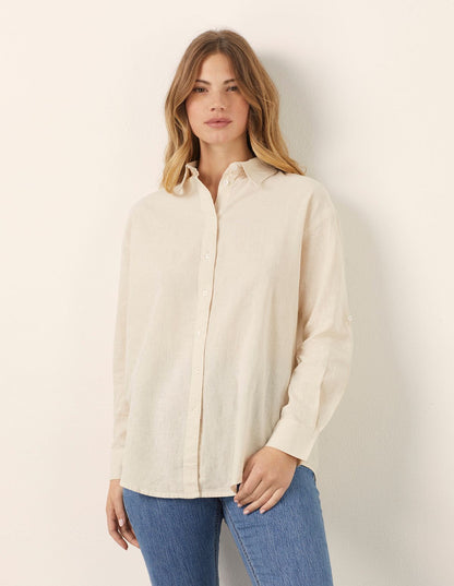 Yamamay_Cotton &amp; Linen Long-Sleeved Shirt_AMAD181011_717_01