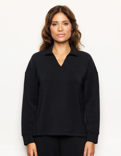 Yamamay_Black_Closed WomenÕS Sweatshirt with Tencelª Modal Ð Easy Living_AMAD183006_072_02