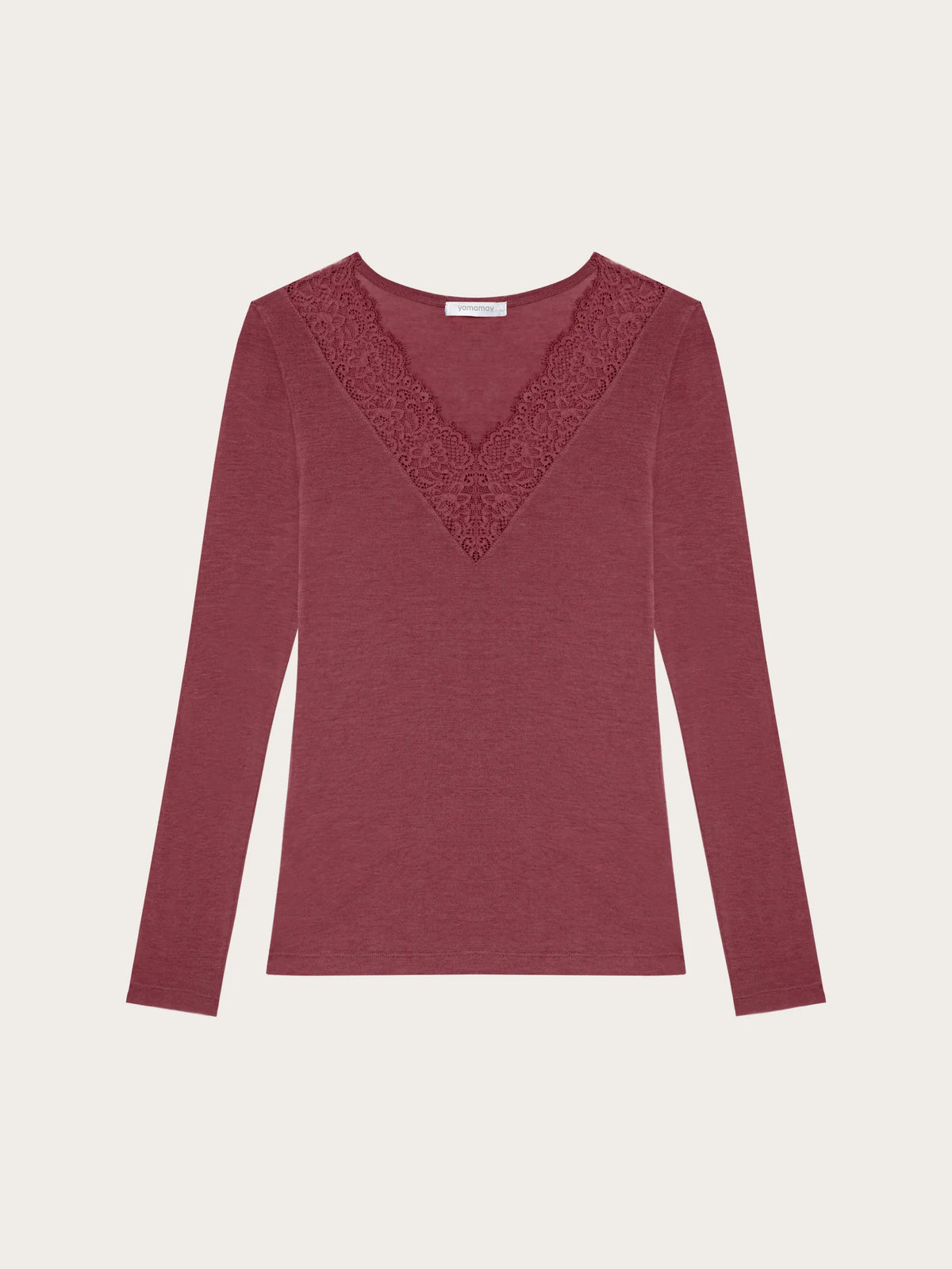 Yamamay CREAM Women Long-Sleeve V-Neck T-Shirt - Basic Modal &amp; Wool SKU: AMAD193005_092 Image 05