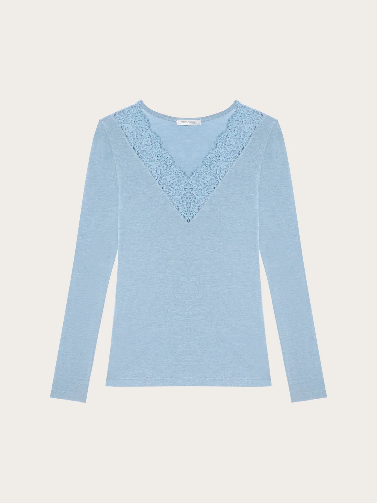 Yamamay CREAM Women Long-Sleeve V-Neck T-Shirt - Basic Modal &amp; Wool SKU: AMAD193005_242 Image 05