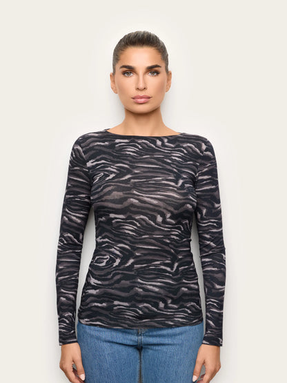 Yamamay ANIMALIER Women Long-Sleeve Boat-Neck T-Shirt - Basic Cashmere SKU: AMAD193020_967 Image 02