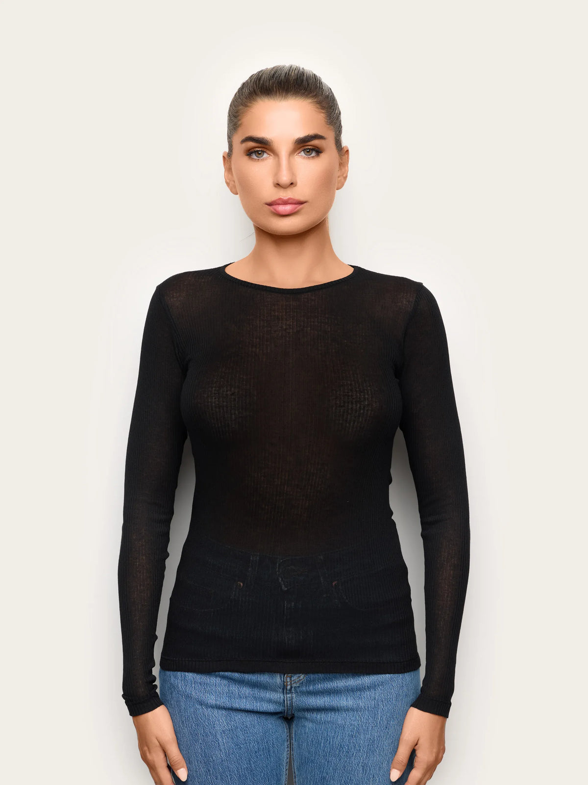 Yamamay CHOCOLATE Women Long-Sleeve T-Shirt - Light Cashmere Rib SKU: AMAD193023_072 Image 02