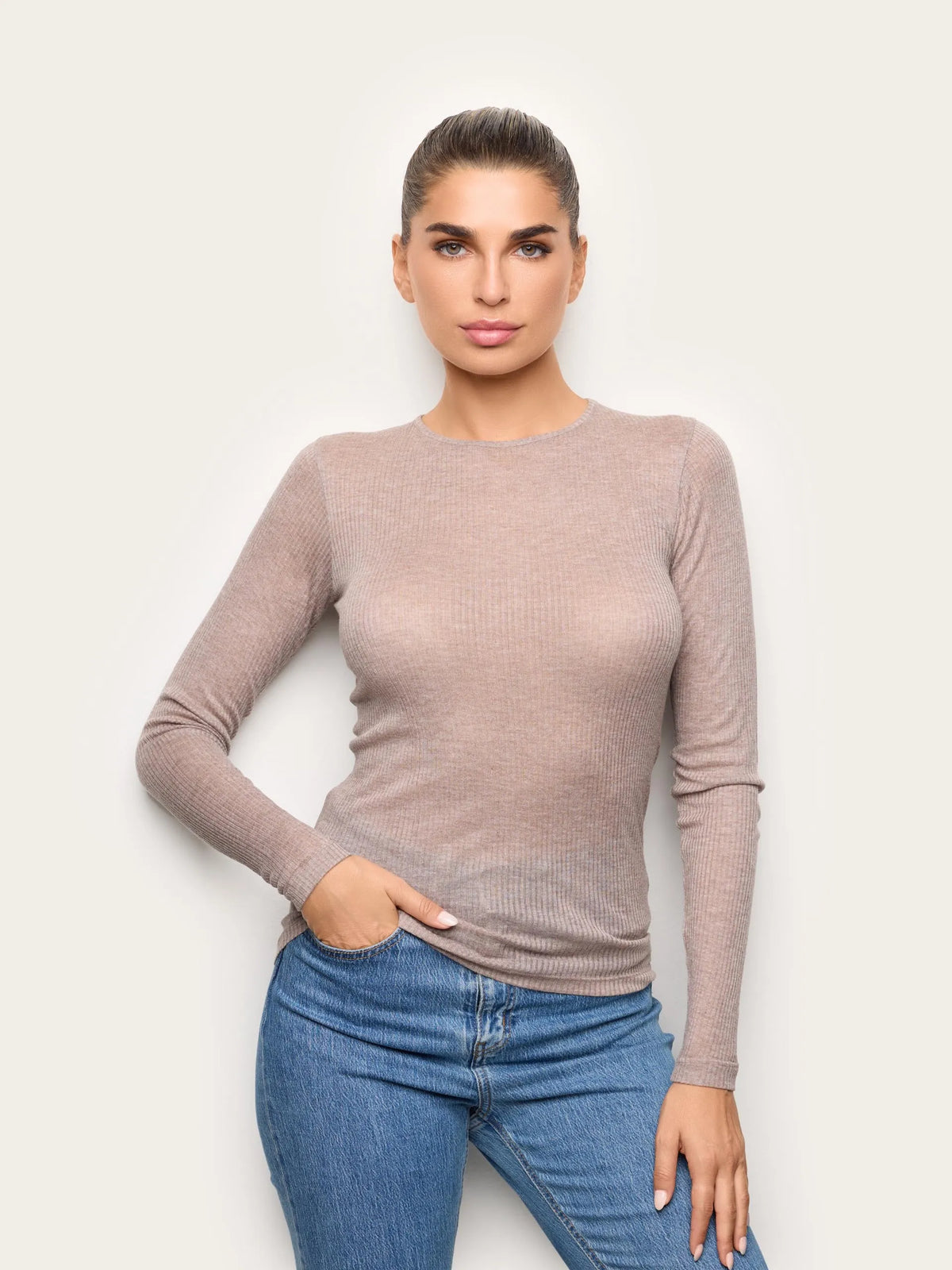 Yamamay CHOCOLATE Women Long-Sleeve T-Shirt - Light Cashmere Rib SKU: AMAD193023_285 Image 01