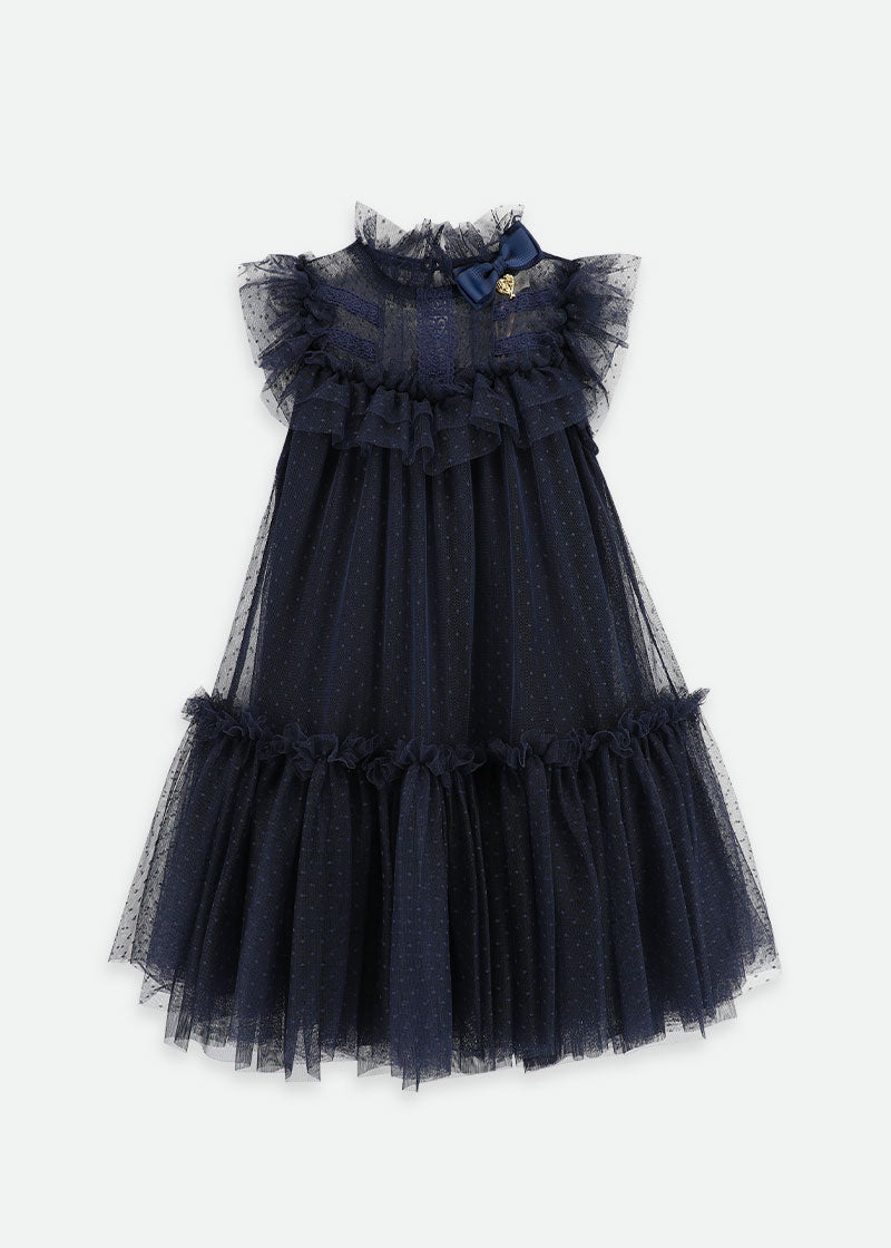 Andrea Spotted Tulle Dress Navy_ANDREA_Navy_01