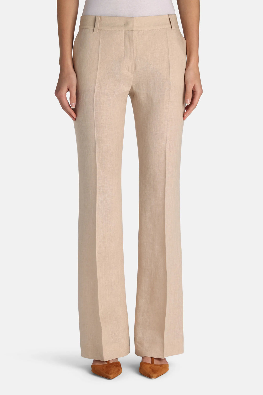 Luisa Spagnoli Beige Women Annalisa - Straight-Leg Linen Pants SKU: ANNALISA_1102 Image 01