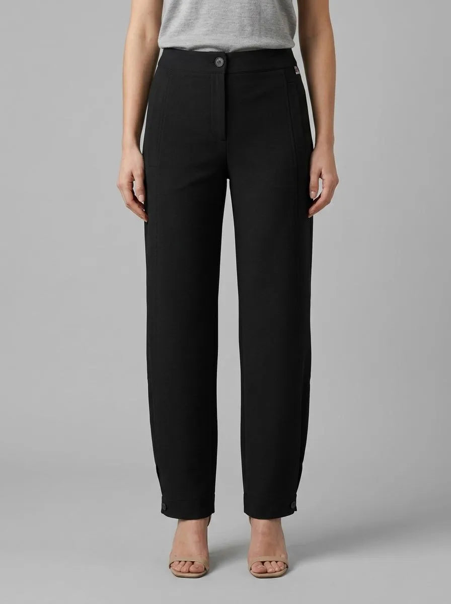 Marc Cain_Black_RENTON Relaxed Fit Pants with Hem Detail_AP 81.43 J08_900_00