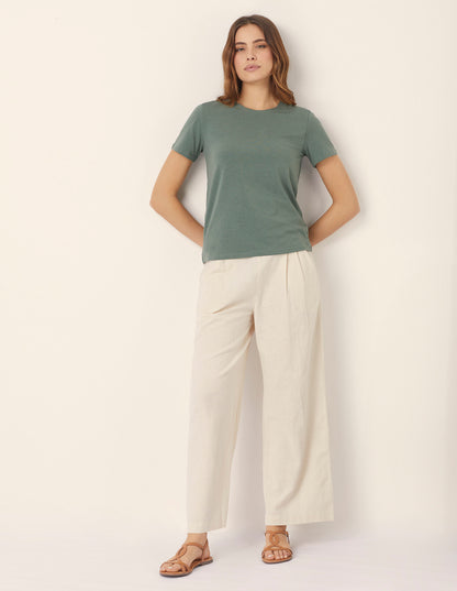 Yamamay_Cotton &amp; Linen Long Trousers with Pleats_APMD181005_717_01