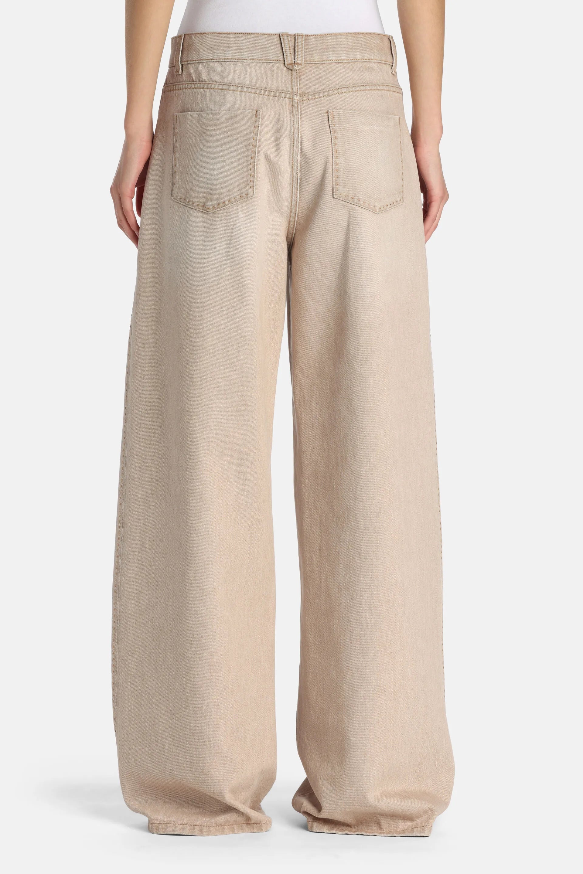 Luisa Spagnoli Beige Women Appretto - Wide-Leg Jeans - Fashion Show SKU: APPRETTO_1193 Image 02