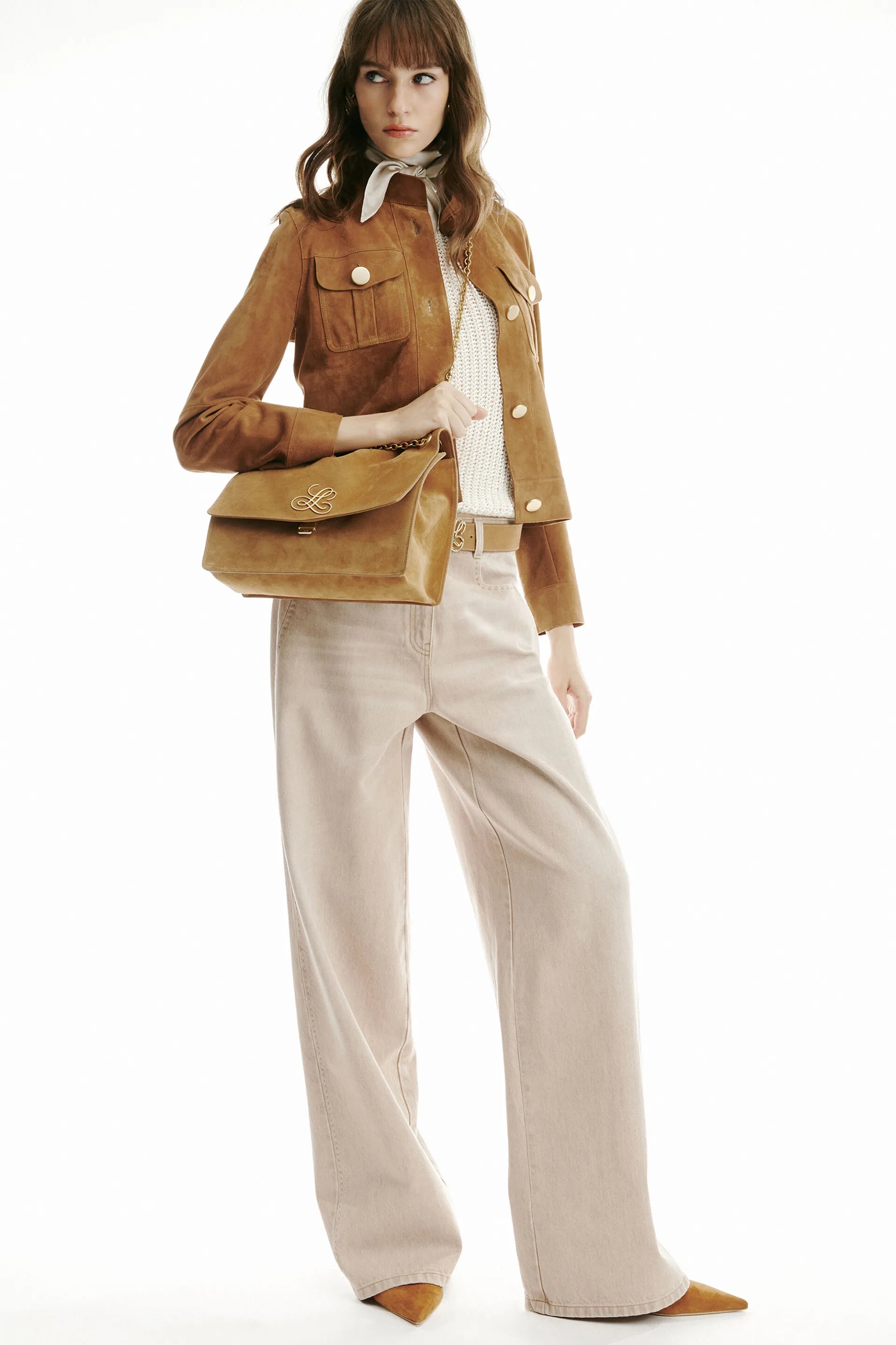 Luisa Spagnoli Beige Women Appretto - Wide-Leg Jeans - Fashion Show SKU: APPRETTO_1193 Image 04