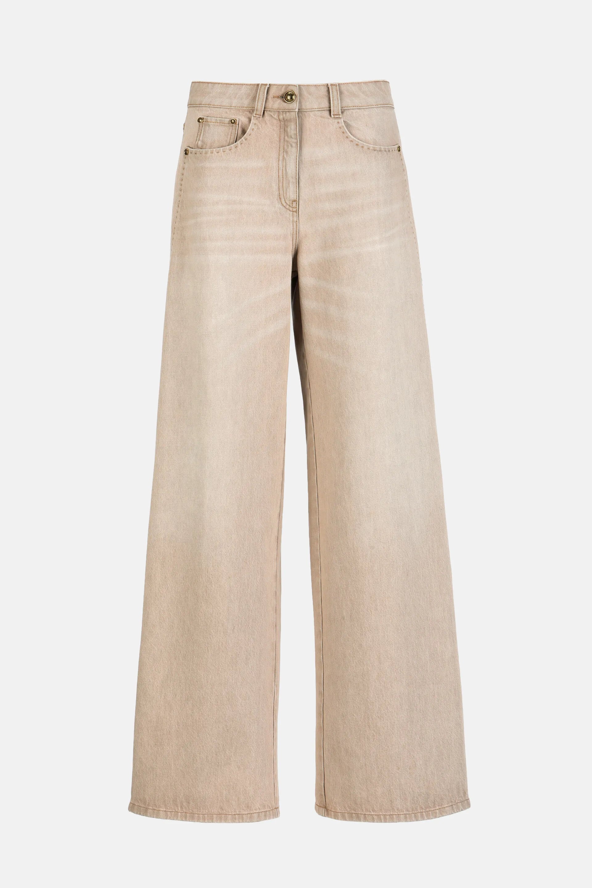 Luisa Spagnoli Beige Women Appretto - Wide-Leg Jeans - Fashion Show SKU: APPRETTO_1193 Image 05