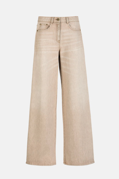 Luisa Spagnoli Beige Women Appretto - Wide-Leg Jeans - Fashion Show SKU: APPRETTO_1193 Image 05