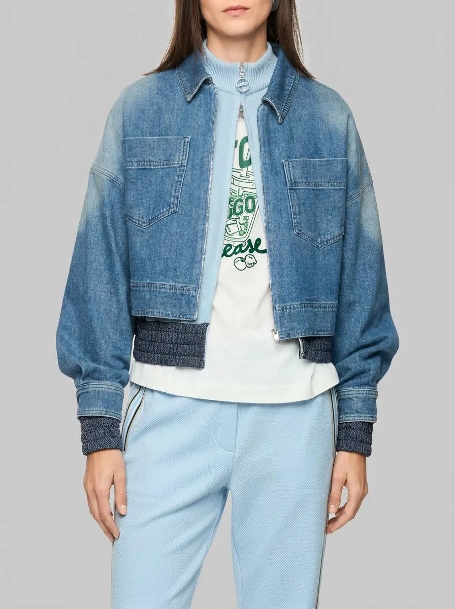 Marccain Blue Denim Women Short Denim Jacket with Zip SKU: AS 31.10 D06_353 Image 00