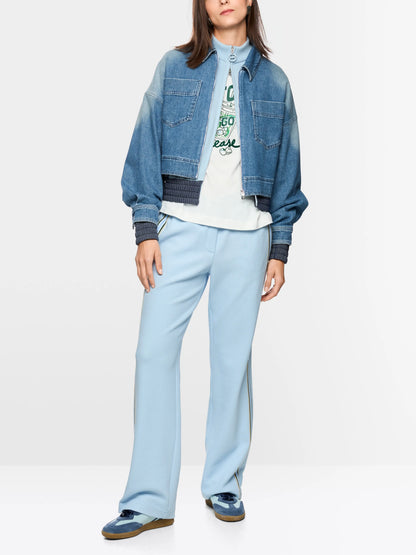 Marccain Blue Denim Women Short Denim Jacket with Zip SKU: AS 31.10 D06_353 Image 01