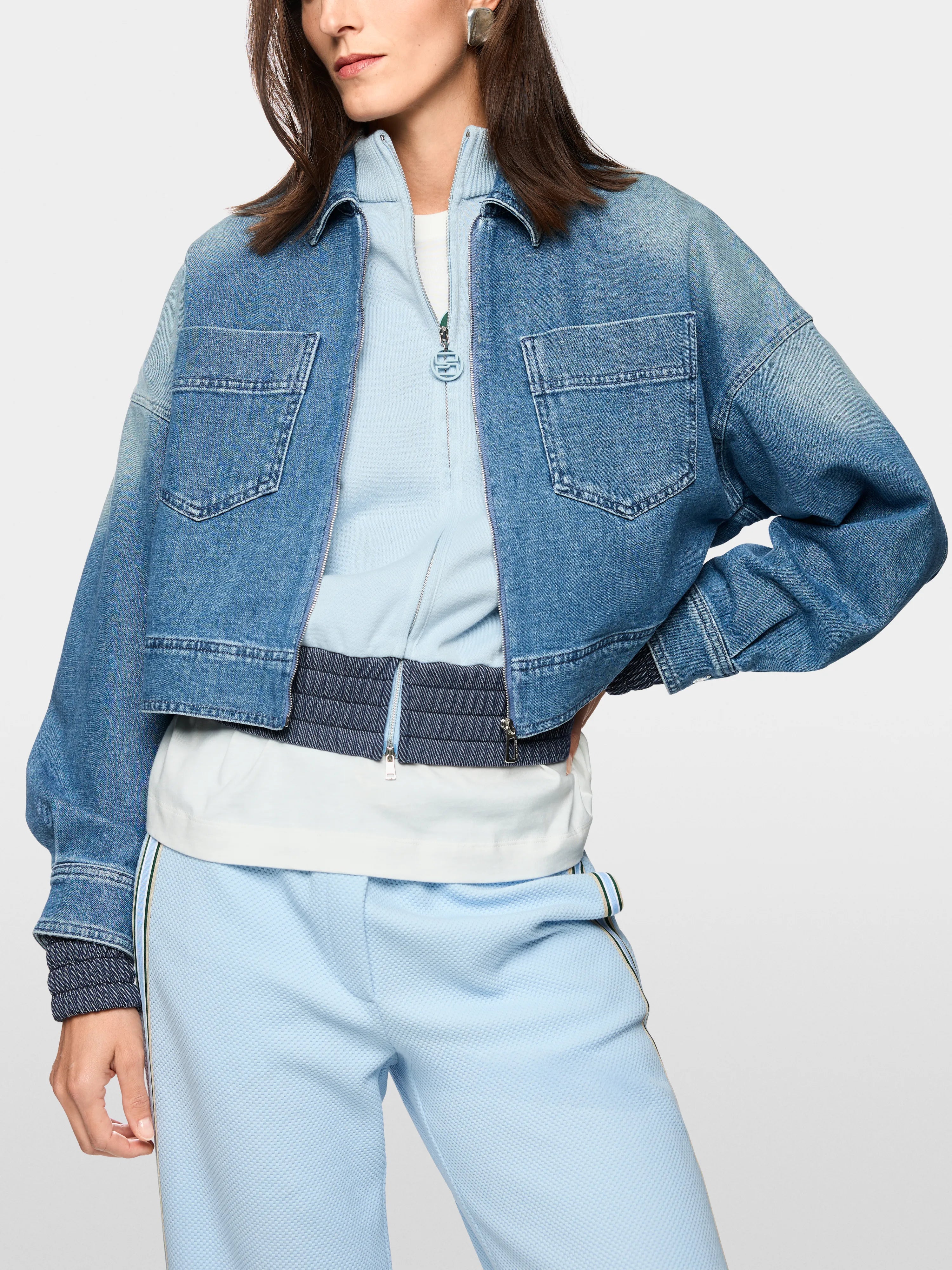 Marccain Blue Denim Women Short Denim Jacket with Zip SKU: AS 31.10 D06_353 Image 04