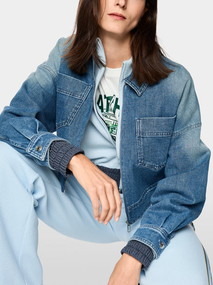 Marccain Blue Denim Women Short Denim Jacket with Zip SKU: AS 31.10 D06_353 Image 05