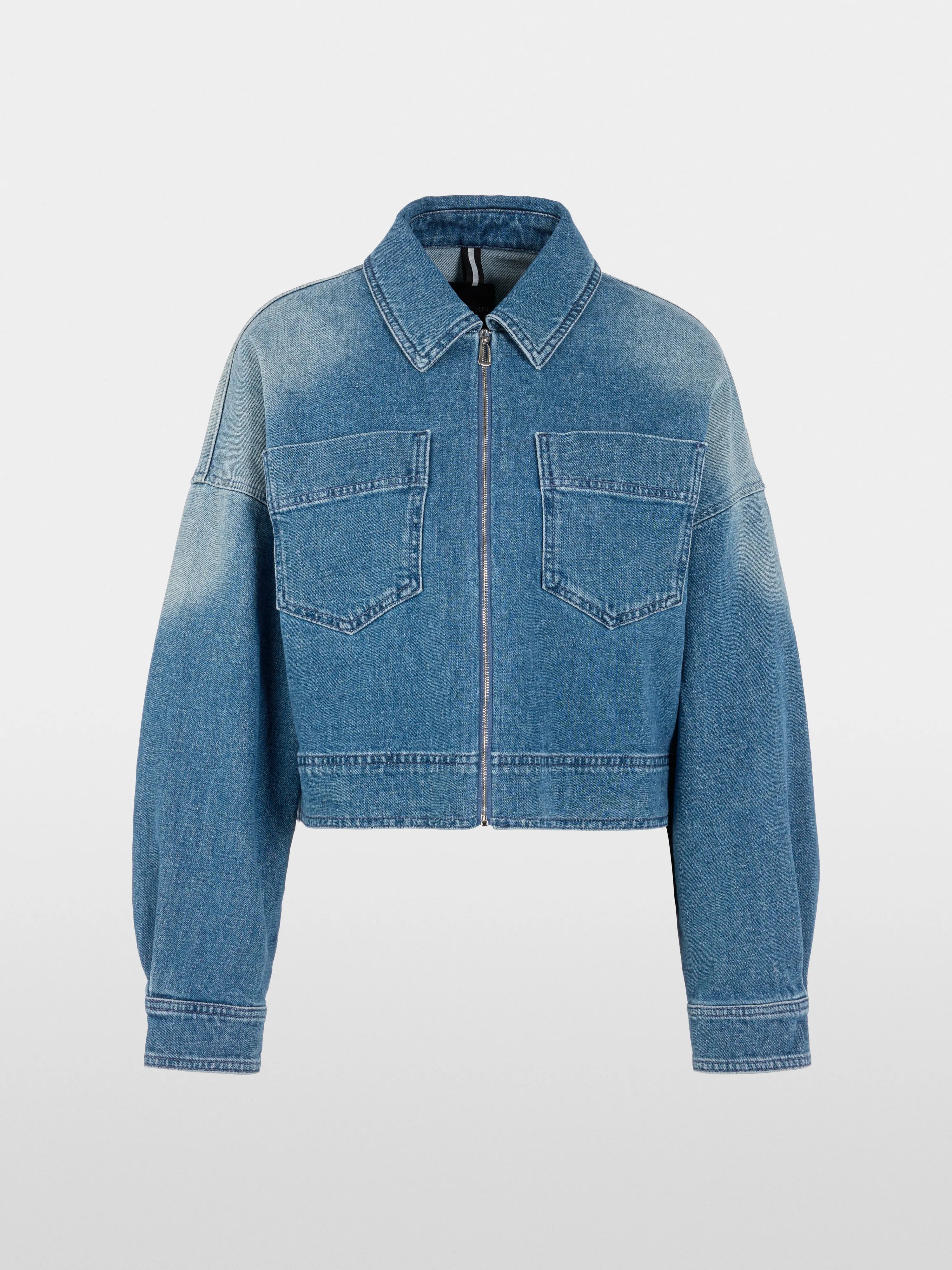 Marccain Blue Denim Women Short Denim Jacket with Zip SKU: AS 31.10 D06_353 Image 06