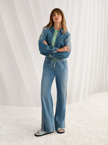 Marccain Blue Denim Women Short Denim Jacket with Zip SKU: AS 31.10 D06_353 Image 07