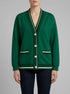 Marccain Dark Jade Green Women Loose Jacket with Striped Details SKU: AS 31.12 J54_556 Image 00
