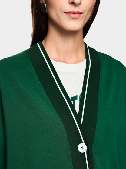 Marccain Dark Jade Green Women Loose Jacket with Striped Details SKU: AS 31.12 J54_556 Image 03