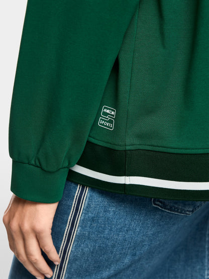 Marccain Dark Jade Green Women Loose Jacket with Striped Details SKU: AS 31.12 J54_556 Image 04