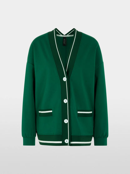 Marccain Dark Jade Green Women Loose Jacket with Striped Details SKU: AS 31.12 J54_556 Image 07