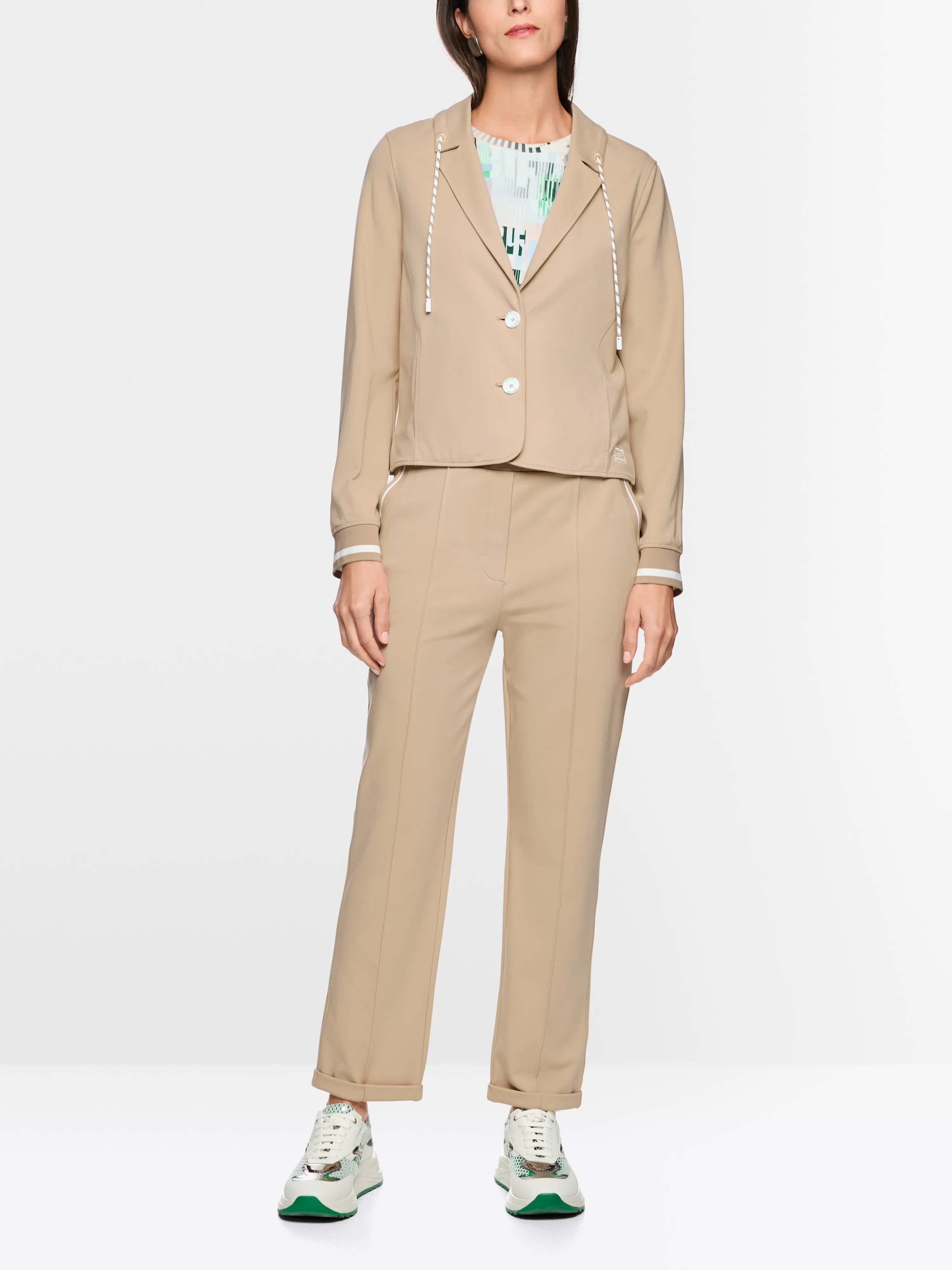 Marccain Light Stone Women Sporty Blazer with Striped Details SKU: AS 34.06 J54_610 Image 01