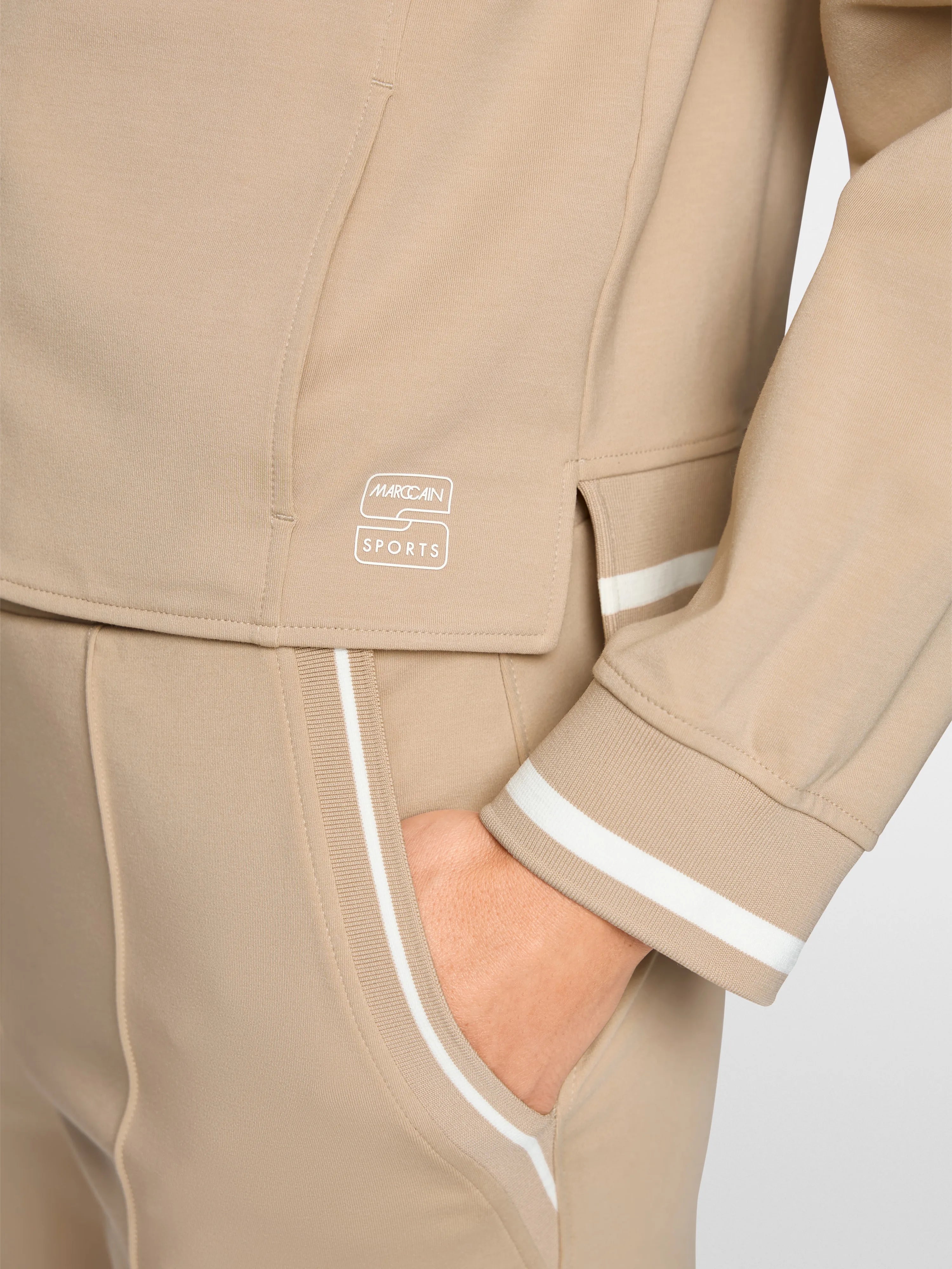 Marccain Light Stone Women Sporty Blazer with Striped Details SKU: AS 34.06 J54_610 Image 04