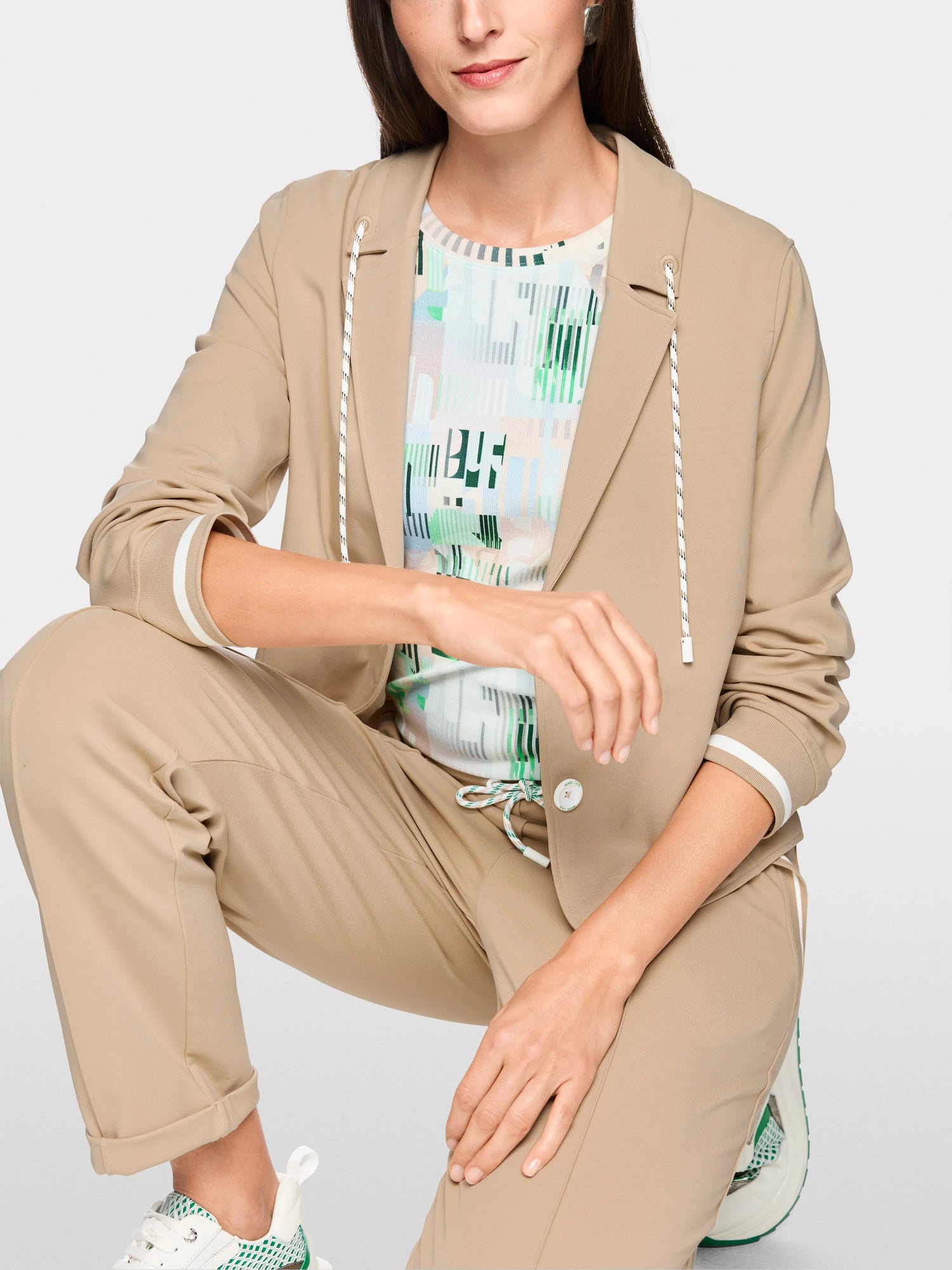 Marccain Light Stone Women Sporty Blazer with Striped Details SKU: AS 34.06 J54_610 Image 06