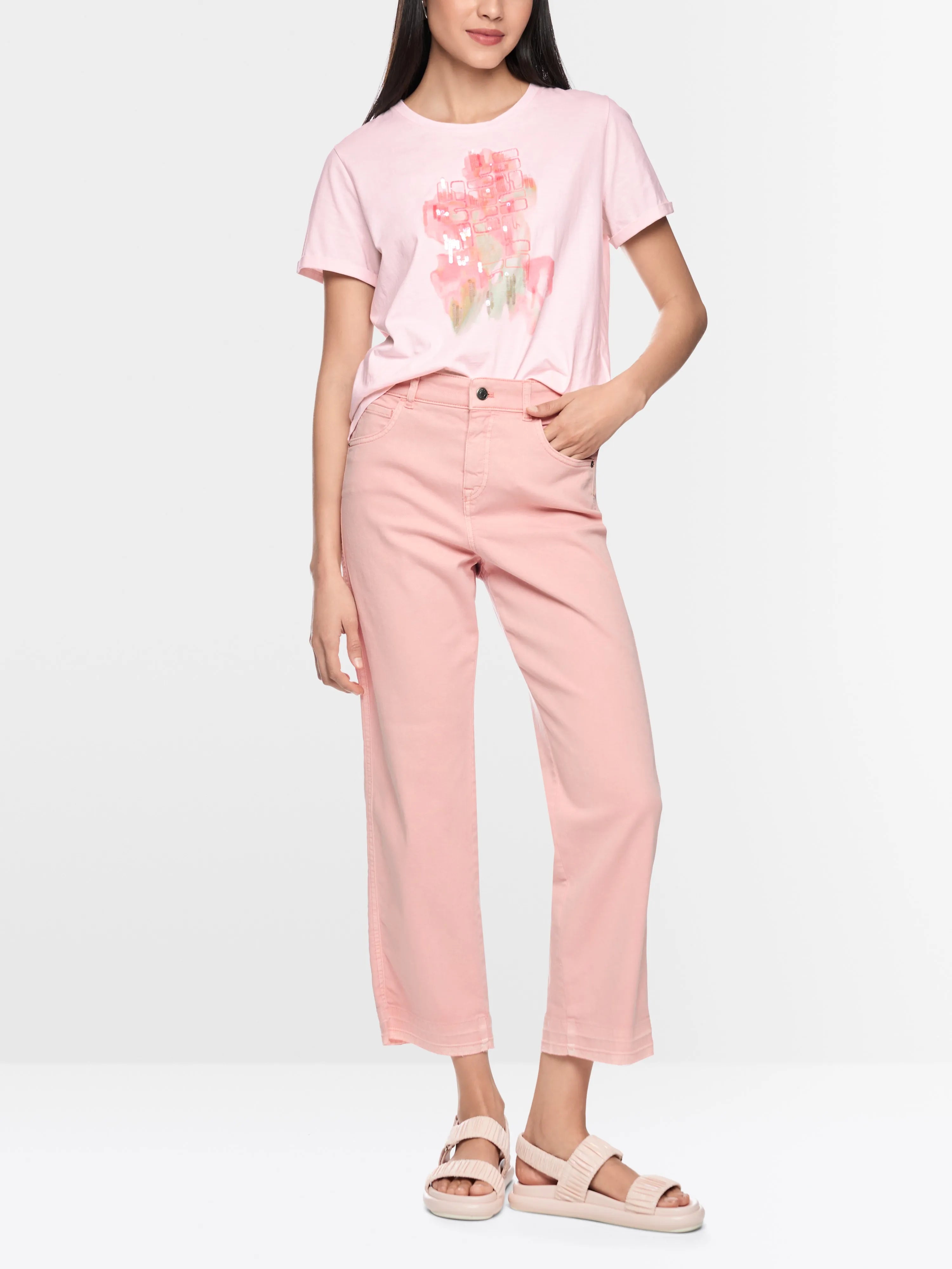 Marc Cain Rosewater New Women Cotton T-Shirt with AppliquŽ SKU: AS 48.56 J62_202 Image 04