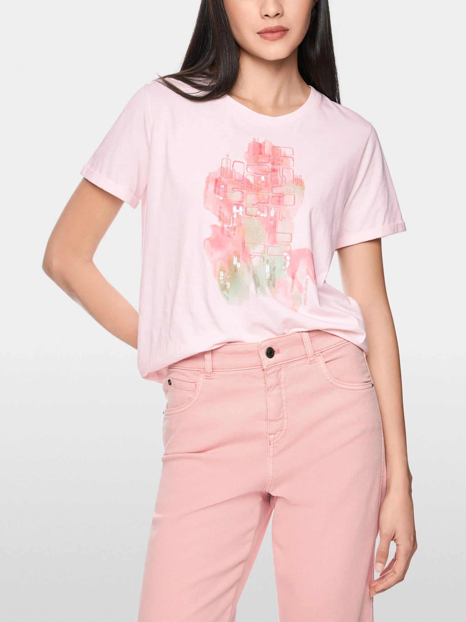 Marc Cain Rosewater New Women Cotton T-Shirt with AppliquŽ SKU: AS 48.56 J62_202 Image 05